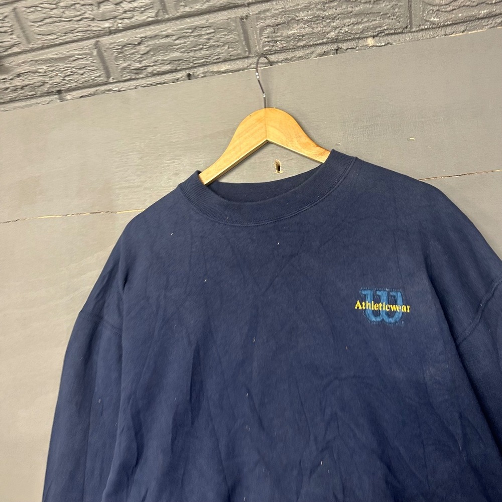 Vintage Wilson Athleticwear Sweatshirt Navy Blue Crew Neck Long Sleeve XL